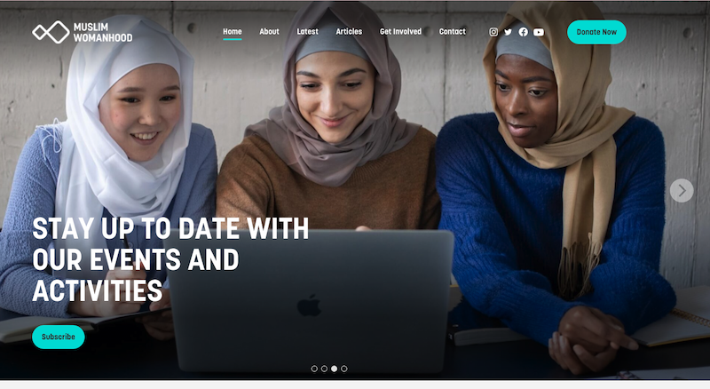 Muslim Womanhood. Three women viewing a laptop