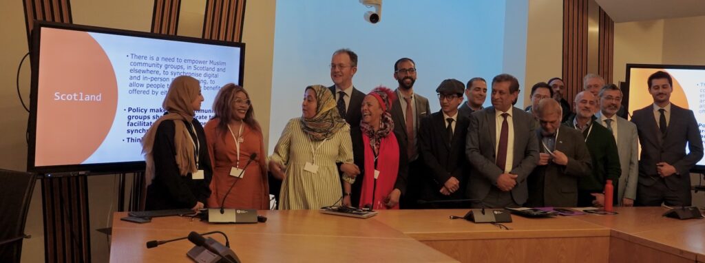 Foysol Choudhry MBE MSP, Zainab Hussnain, Prof. Gary R. Bunt and Prof. Sariya Cheruvallil-Contractor and colleagues. Scottish Parliament. 29 Apr 2025
